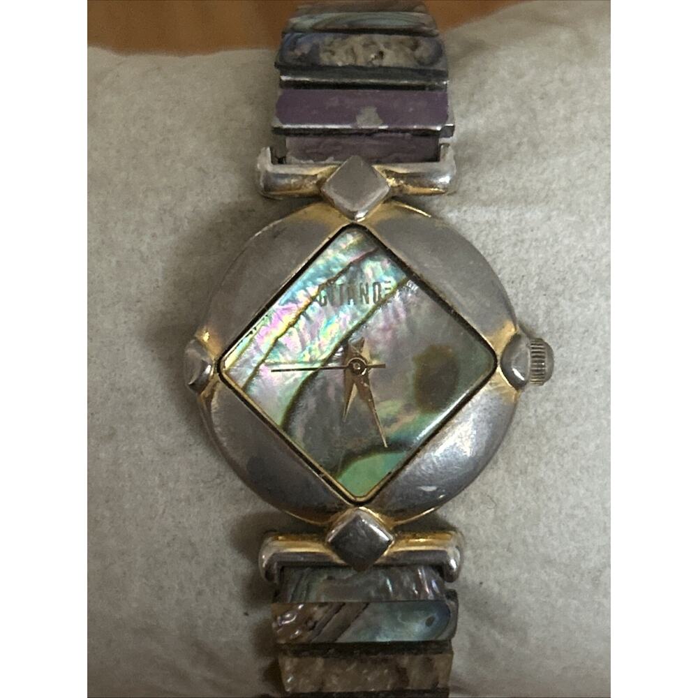 Gitano Abalone Two Tone Women’s Stretch Band Watch